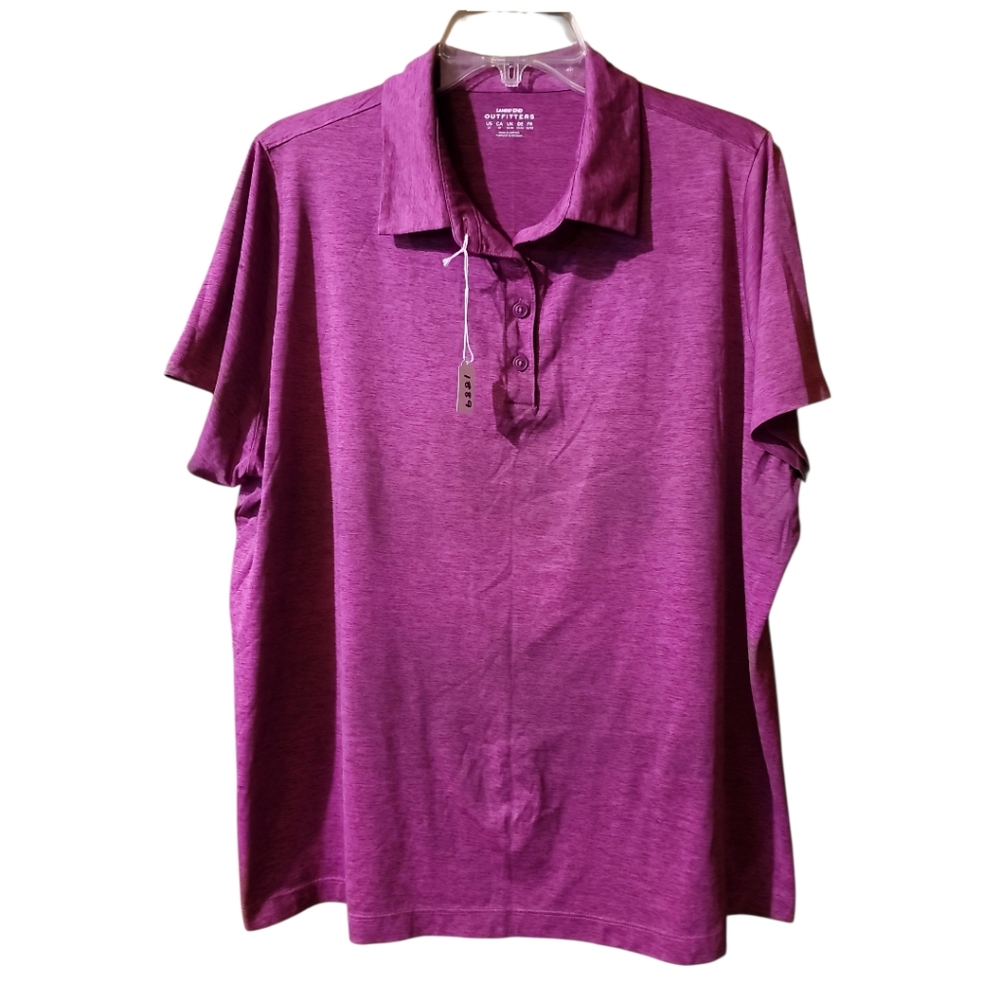 Lands End Outfitters polo shirt womens 2X purplish pink marl lightweight